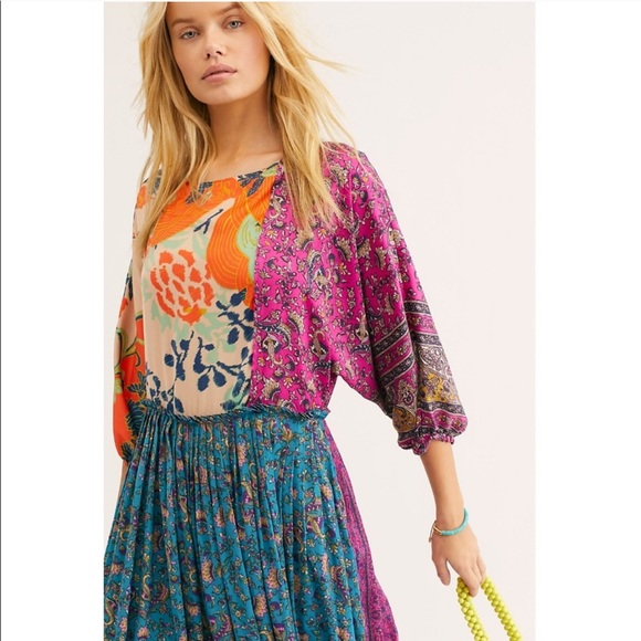 Free People Open Back Mixed Pattern Maxi Dress - Picture 3 of 4